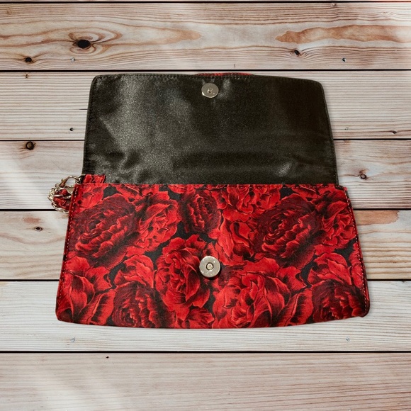 White House Black Market Red Rose Clutch BNWT